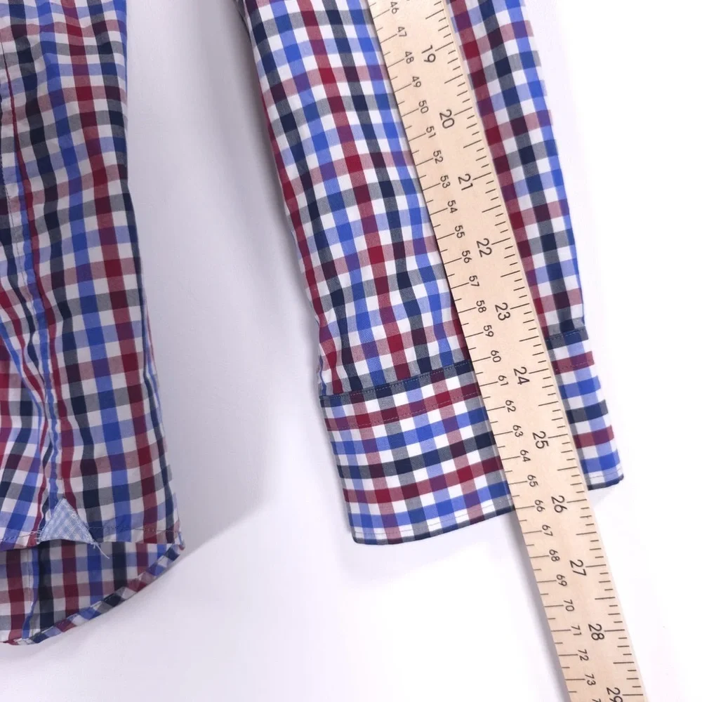 BANANA REPUBLIC 120s SUPIMA COTTON GRANT FIT Plaid Multi‎ Button up Shirt LARGE